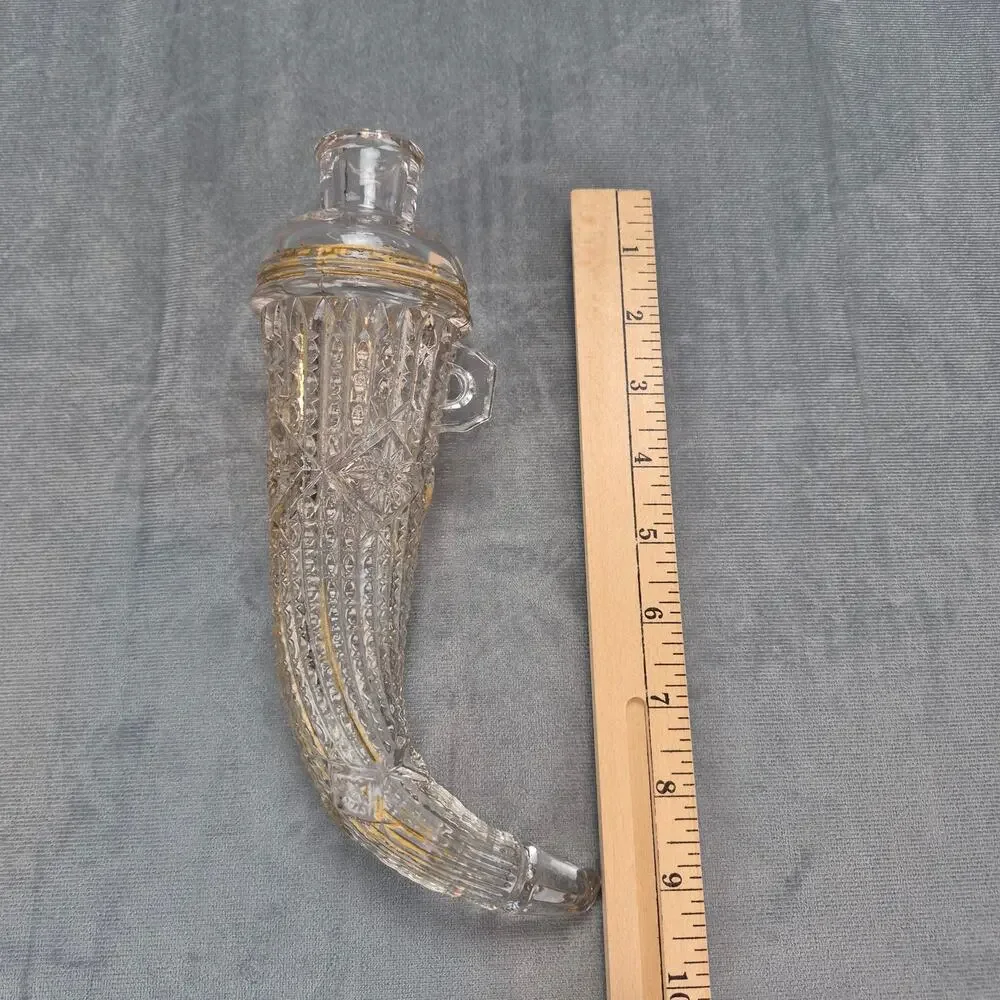 Vintage Pressed Glass Car Flask Vase Decanter 